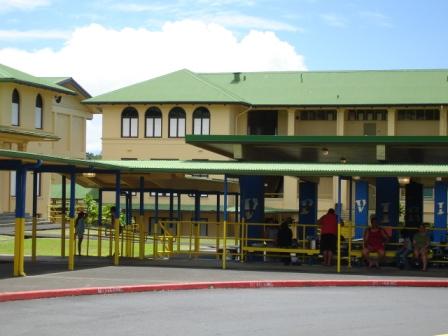 Hilo High school from parking lot